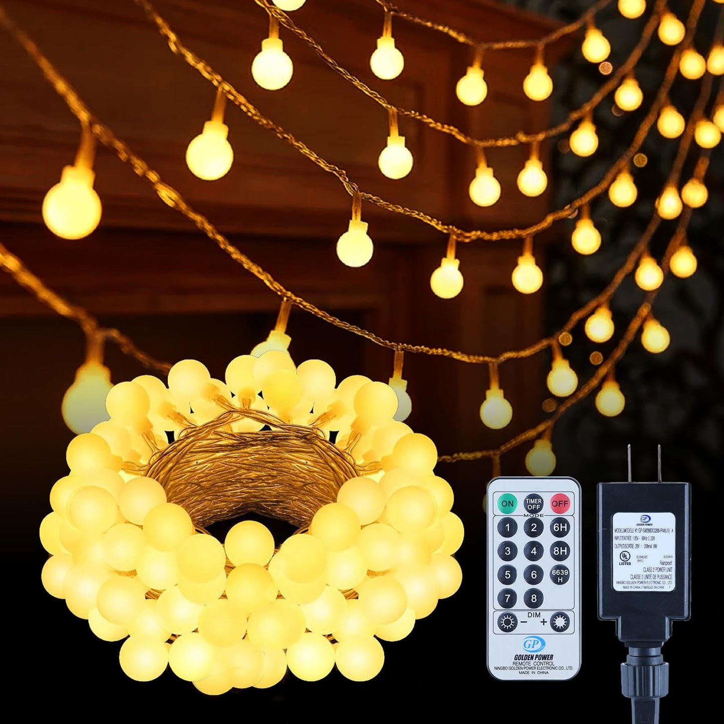 Dailyart Globe String Lights, 100 Led, 59Ft Warm White Fairy Lights, Waterproof, 8 Modes, Remote Control For Indoor/Outdoor Use