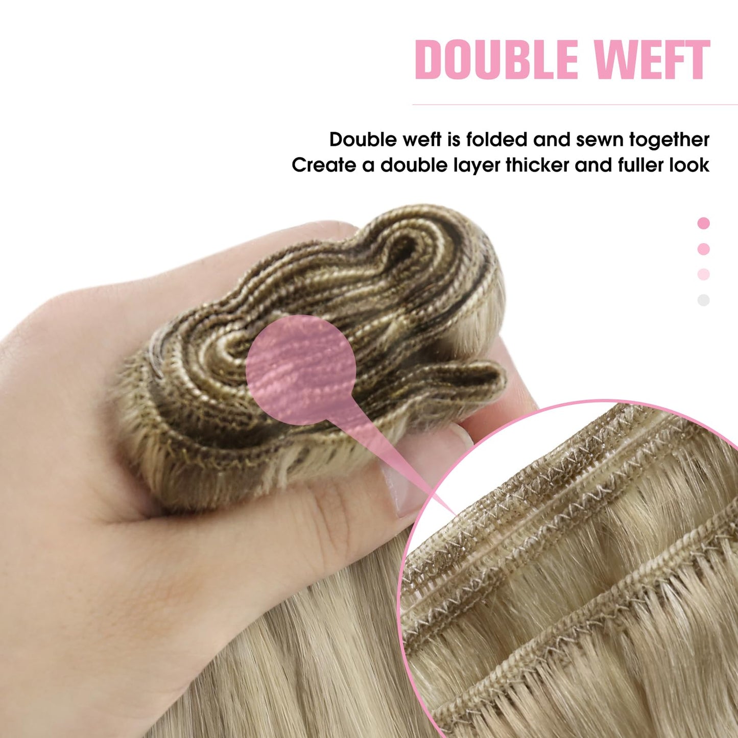 YoungSee 100G 14Inch Weft Hair Extensions Highlight Human Hair Weft Extensions Light Brown Highlight with Medium Blonde Sew in W