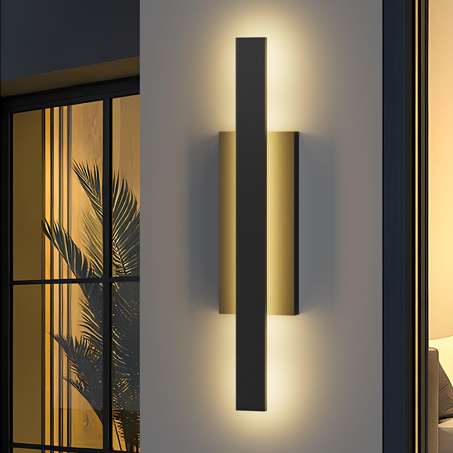 Lamqee 31 Inch Aluminum Long Outdoor Wall Lights  3000K 1600Lm 32W Led Modern Exterior Lighting Fixtures  Ip65 Waterproof Matte Black Linear Outside Sconce Wall Mount For House Porch Patio Garage Door