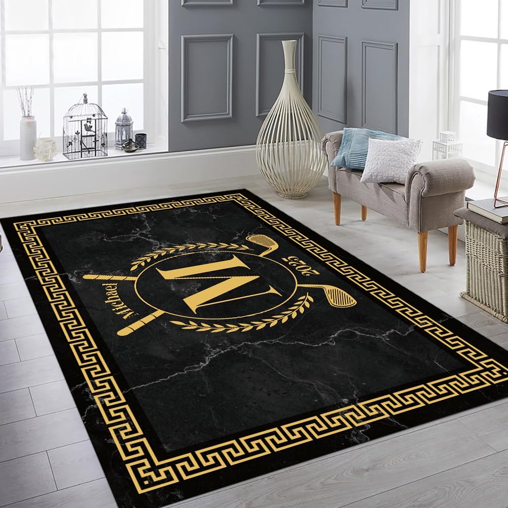 ENCYCOM Personalized Golf Area Rug - Custom Welcome Floor Mat with Family Name, Non Slip Outdoor Entry Rug for Porch, Garage, or Home Decor, Nice Gift for Golf Lover (Golf Rug 01)
