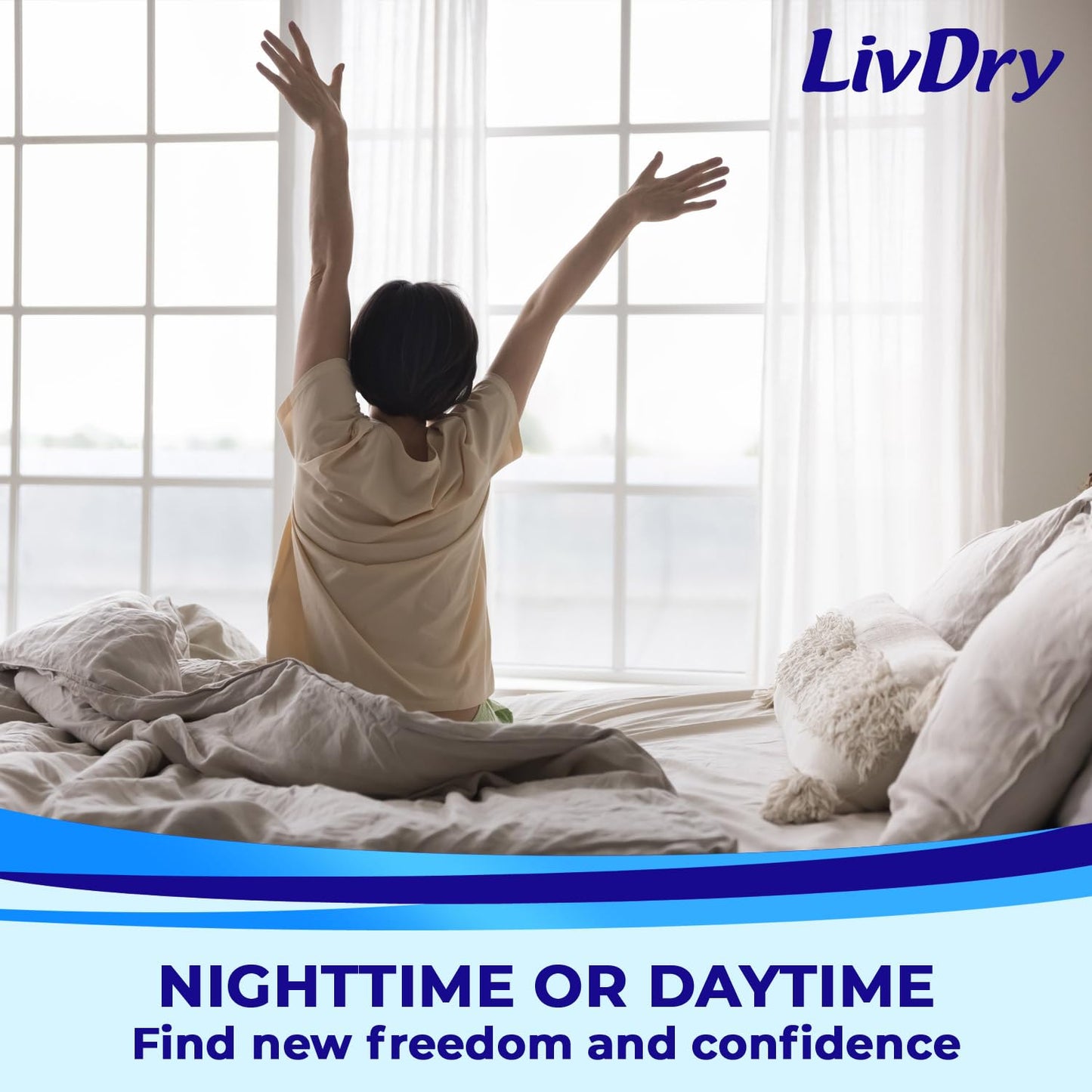 LivDry Adult S Incontinence Underwear, Overnight Comfort Absorbency, Leak Protection, Small, 72-Pack