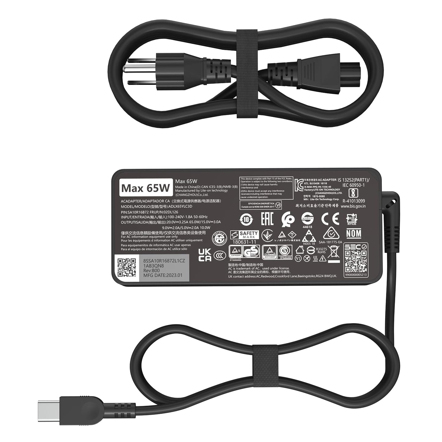 65W 45W Usb C Ac Charger, Compatible With Lenovo Thinkpad And Thinkbook Yoga Series, Adlx65Ylc3D, P/N:02Dl126, 20V 3.25A Type C