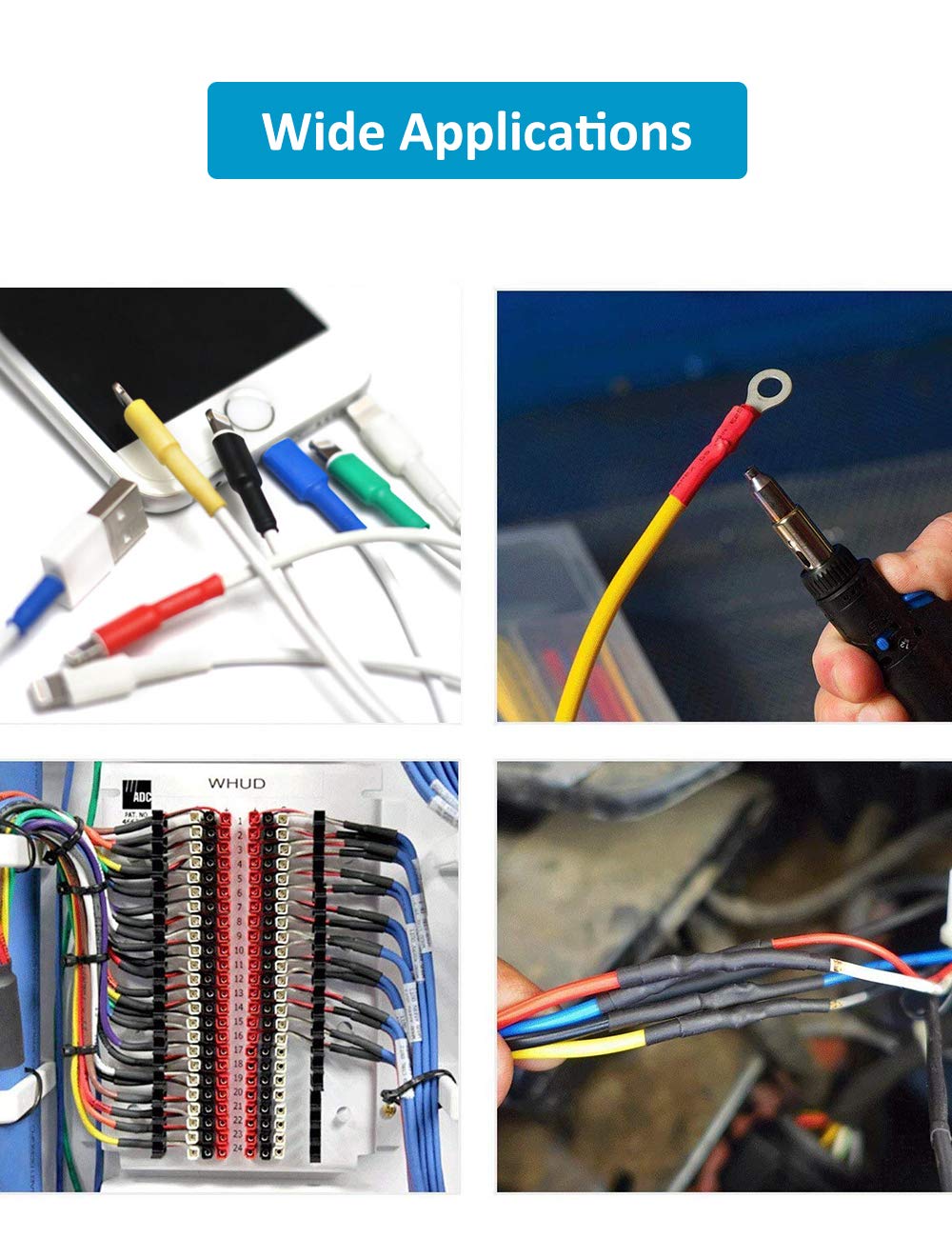 innhom 650pcs Heat Shrink Tubing Heat Shrink Tube Wire Shrink Wrap Shrinkage Ratio 2:1 Electrical Cable Wire Kit Set Long Lasting Insulation Protection