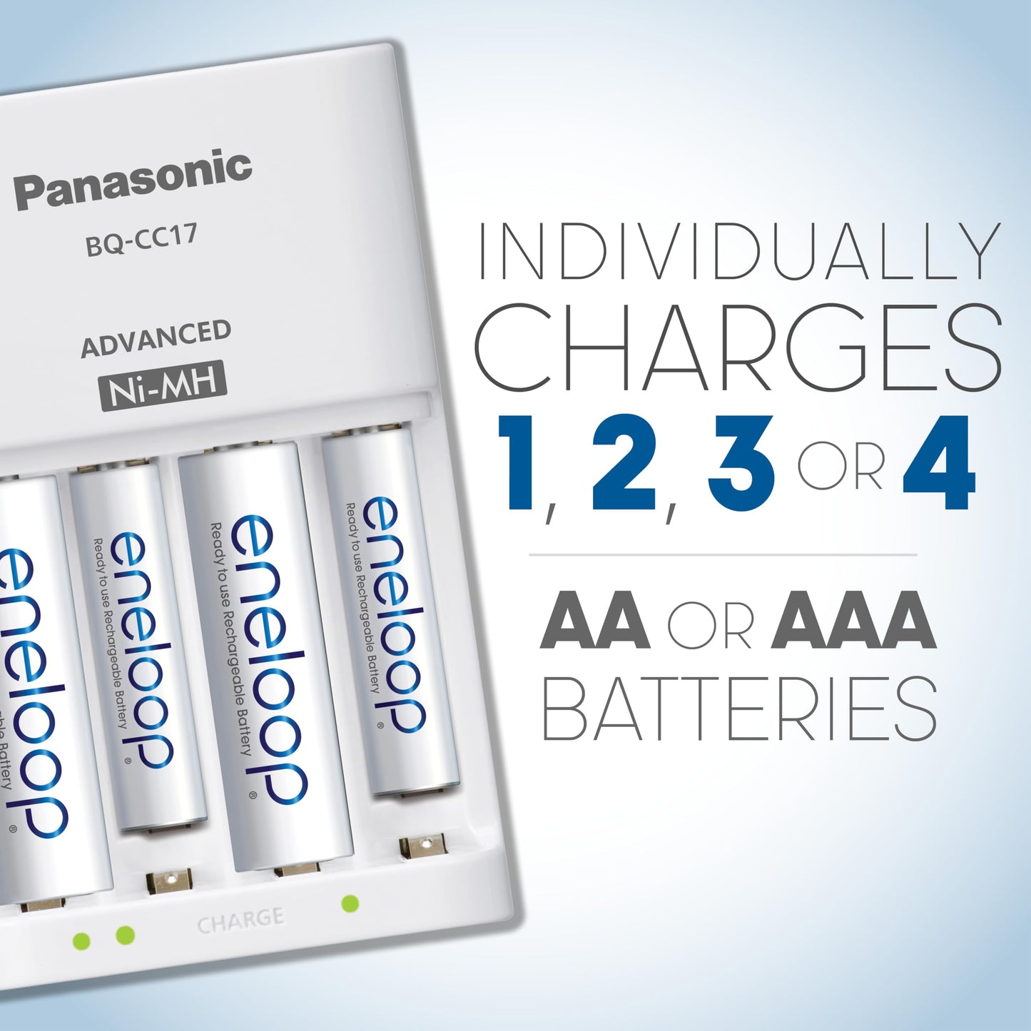 Panasonic K-Kj17Mca4Ba Advanced Individual Cell Battery Charger Pack With 4 Aa Eneloop 2100 Cycle Rechargeable Batteries