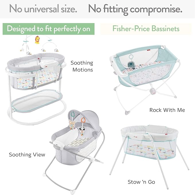 Bassinet Fitted Sheets for Fisher Price Bassinet Soothing Motions, Stow and Go, Rock with Me and Soothing View Bassinet – Snuggly Soft 100% Jersey Cotton – Farm Animals – 2 Pack