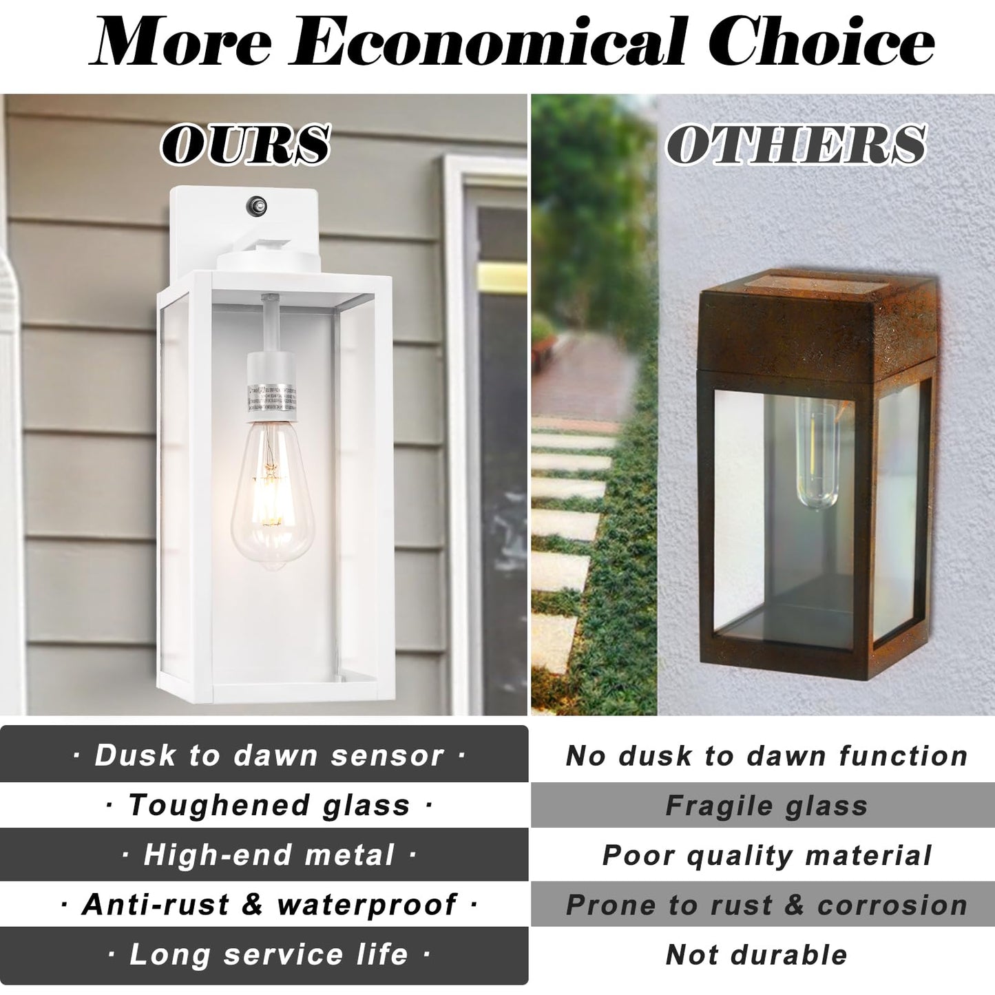 Yolsunes 16-Inch White Dusk To Dawn Outdoor Wall Light Fixtures  Exterior Waterproof Wall Lanterns  Large Porch Sconces Lighting  Modern Outside Lights For House Patio Front Door Entryway  2-Packs