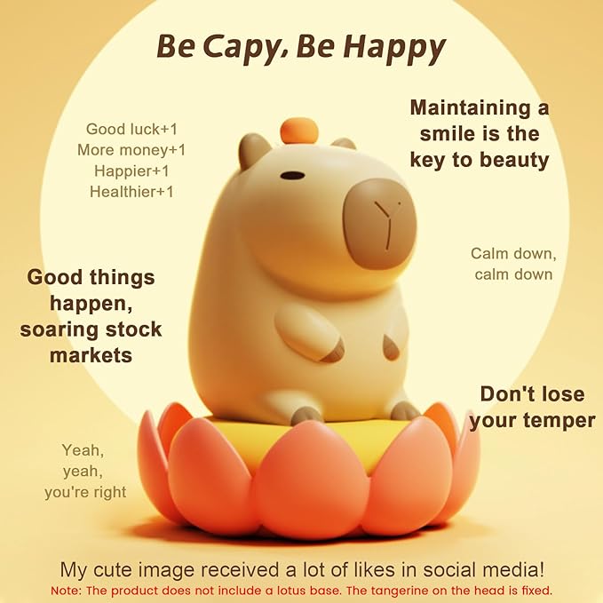 Orange Capybara Cute Night Light, LED Squishy Novelty Capybara Lamp, Food Grade Silicone Dimmable Nightlight, Boys Girls Funny Capybara Light, Light Up Capybara Gifts, Room College Décor