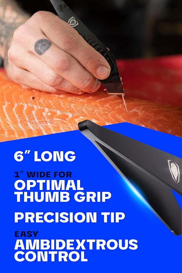 Dalstrong Professional Fish Bone Tweezers - 6 inch - Premium 304 Stainless Steel - Black Titanium Coating - Ambidextrous Design - Angled, Beveled Tip for Precision Work - Fish Pliers Remover Tool