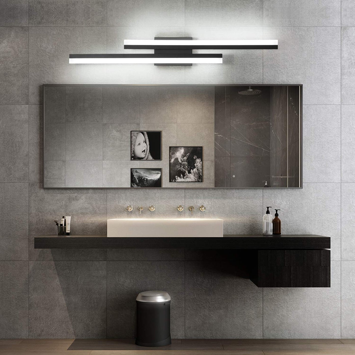PRESDE 32in Dimmable LED Vanity Light Fixture, Black, Acrylic, Model 6660-815mm, Cold White 6000K for Bathroom Over Mirror