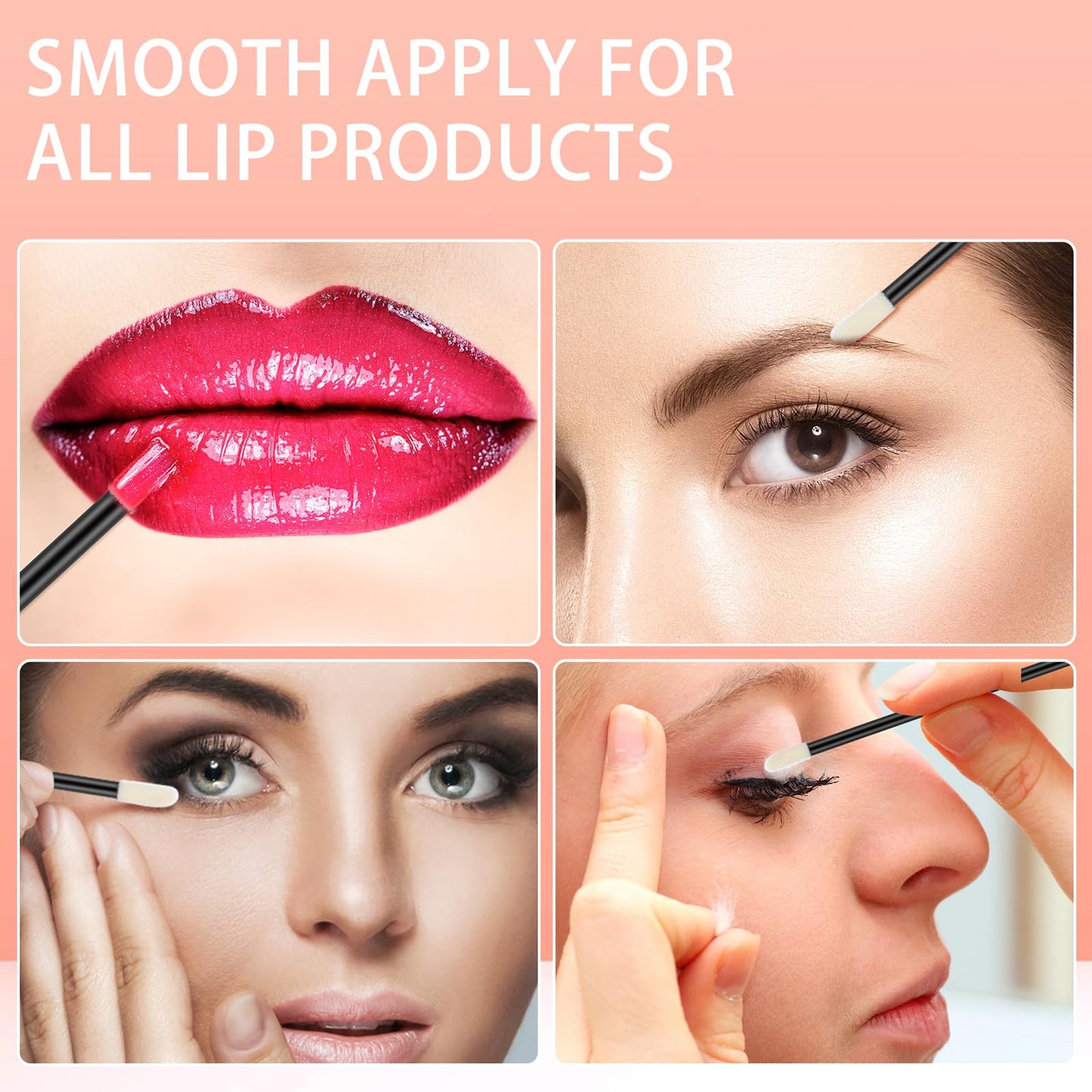GEMSANVA 240 Pieces Disposable Lip Wands Lip Brushes,Lipstick Applicator Brushes Lip Gloss Wand,Soft Lint Free,Eyes & Lips Makeu