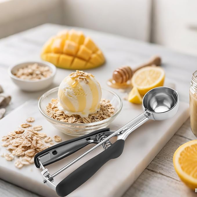 Medium Cookie Scoop 2 Tablespoon, Size #40 Cookie Dough Scoop, 18/8 Stainless Steel Ice Cream Scoop with Comfortable Grip, for Baking Cookies, Muffins, Cupcakes