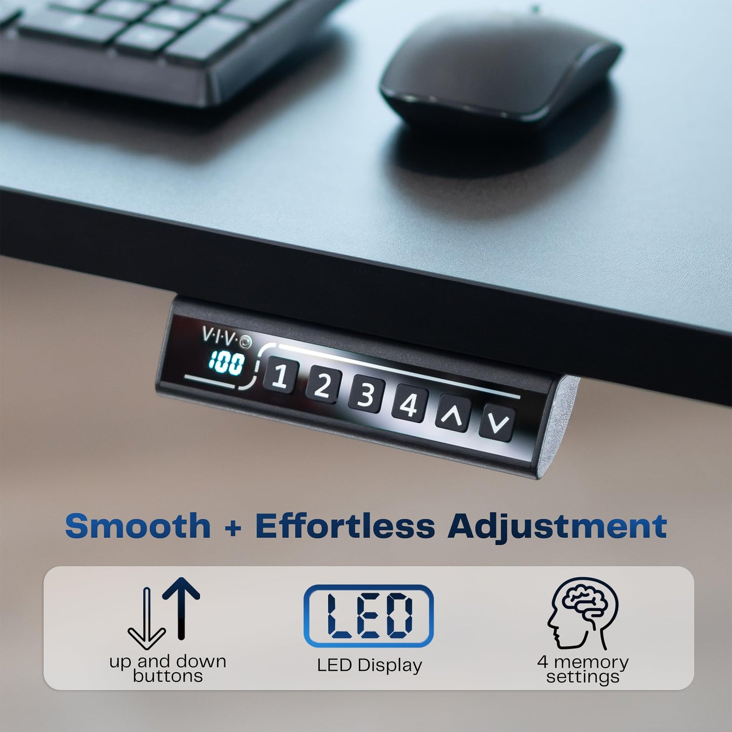 VIVO Electric 60 x 24 in Standing Desk, Memory Height Adjustment, 1B Series, Holds 220 lbs, One-Piece Dark Walnut Top, Gray Frame, DESK-KIT-1G6D