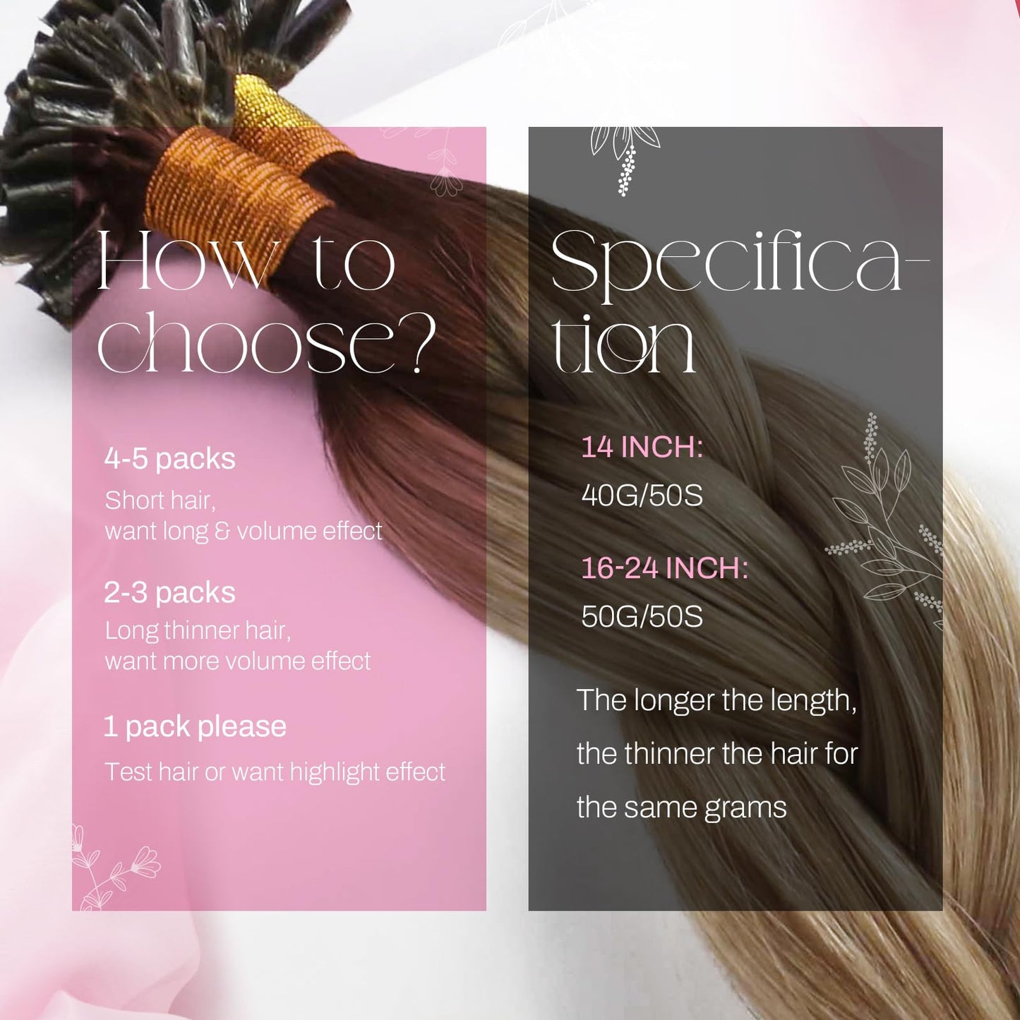 Moresoo K Tip Hair Extensions Real Human Hair Dark Brown to Light Brown with Medium Blonde Balayage K Tips Hair Extensions Human