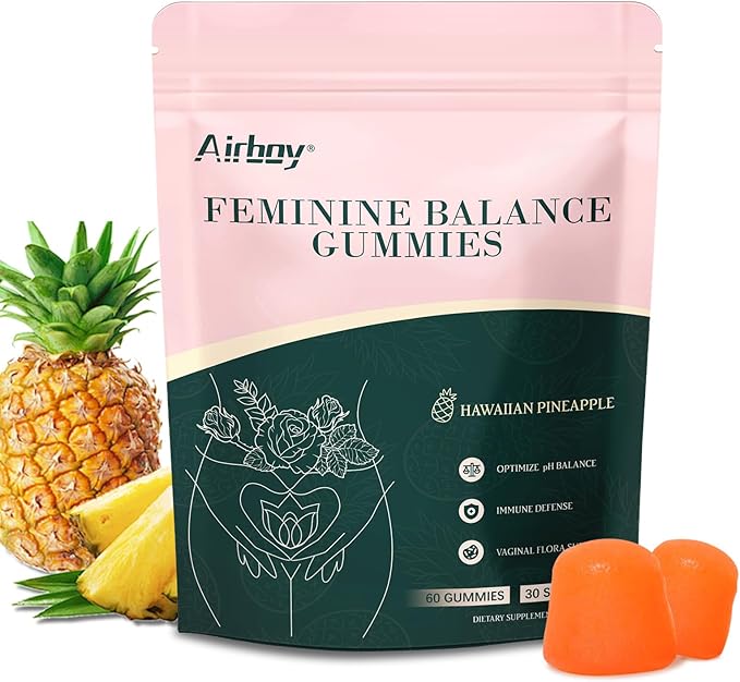 Airboy Feminine Balance Gummies,Women’s Health Gummies,Pineapple Gummies for Women PH, Immune Support,Vaginal Flora Balance-60 Gummies