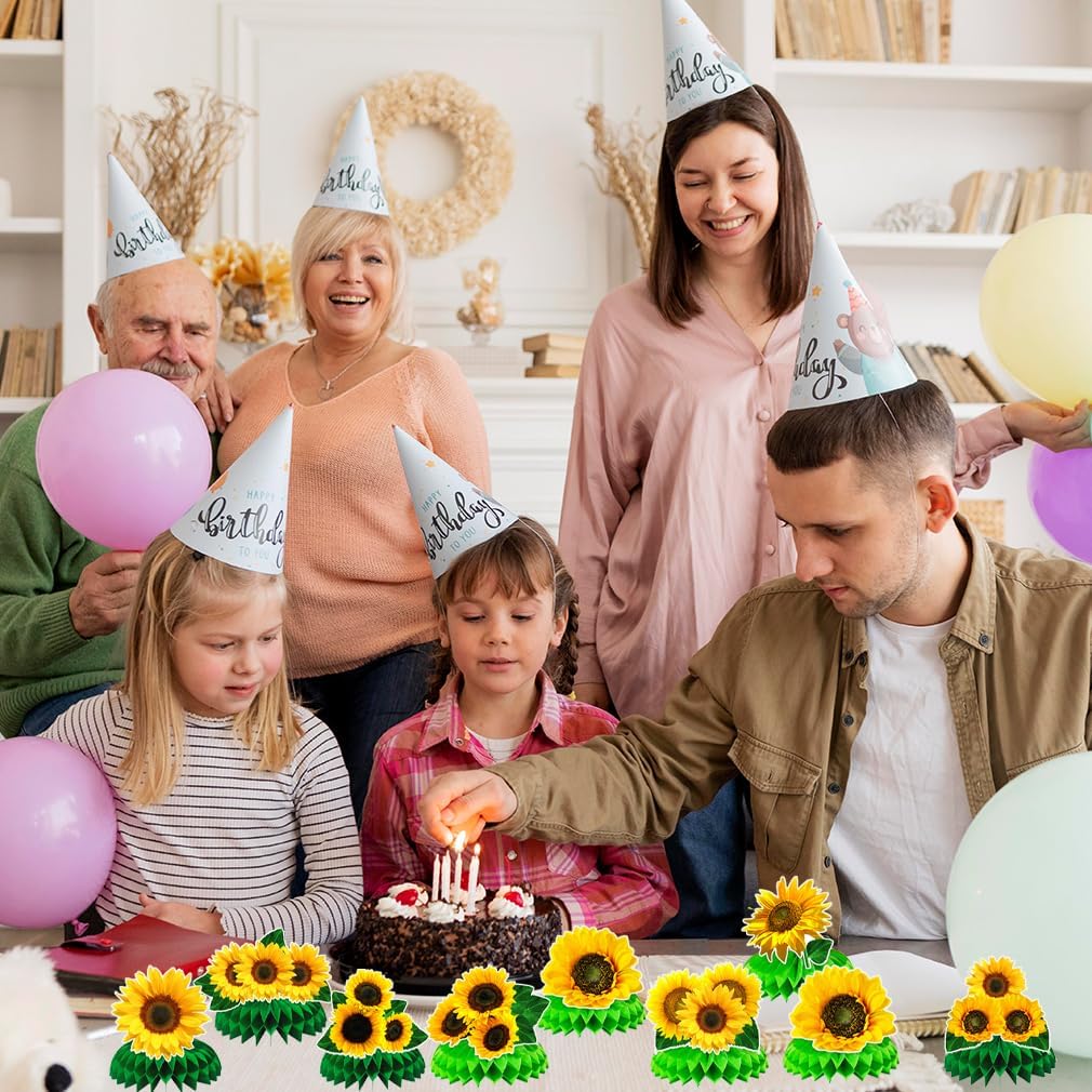 9Pcs Sunflower Birthday Honeycomb Centerpieces Decorations Fall Flower Birthday Party Supplies Sunflower Decor for Baby Shower Gender Reveal Centerpieces Table Decorations