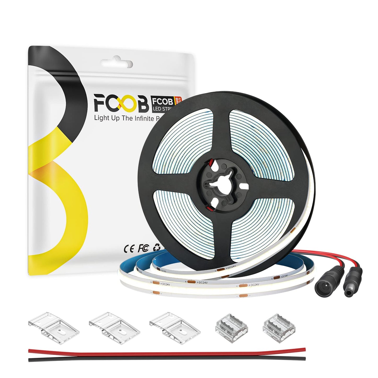 FCOB DC24V COB LED Strip 6000K, 480 LEDs/m, Dimmable, Flexible, High Density, Cool White, Ideal for Kitchen and Home Decor