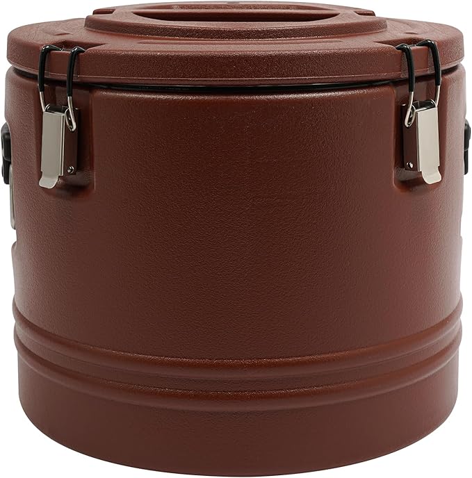 Eapmic 31.7Qt Insulated Food Container, Stainless Steel Container, 30L Commercial Soup Carrier 6 Hours Heat Preservation for Hot and Cold Food Storage Restaurant Canteen Home Lunch Use (Brown, 30L)