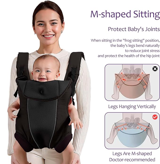 Ergonomic Baby Carrier with Adjustable Strap,4-in-1 Newborn to Toddler Carrier,Breathable Mesh Baby Carrier for Summer,Compact for Travel & Outdoor Adventures,Ideal for Infants 0-3 Years