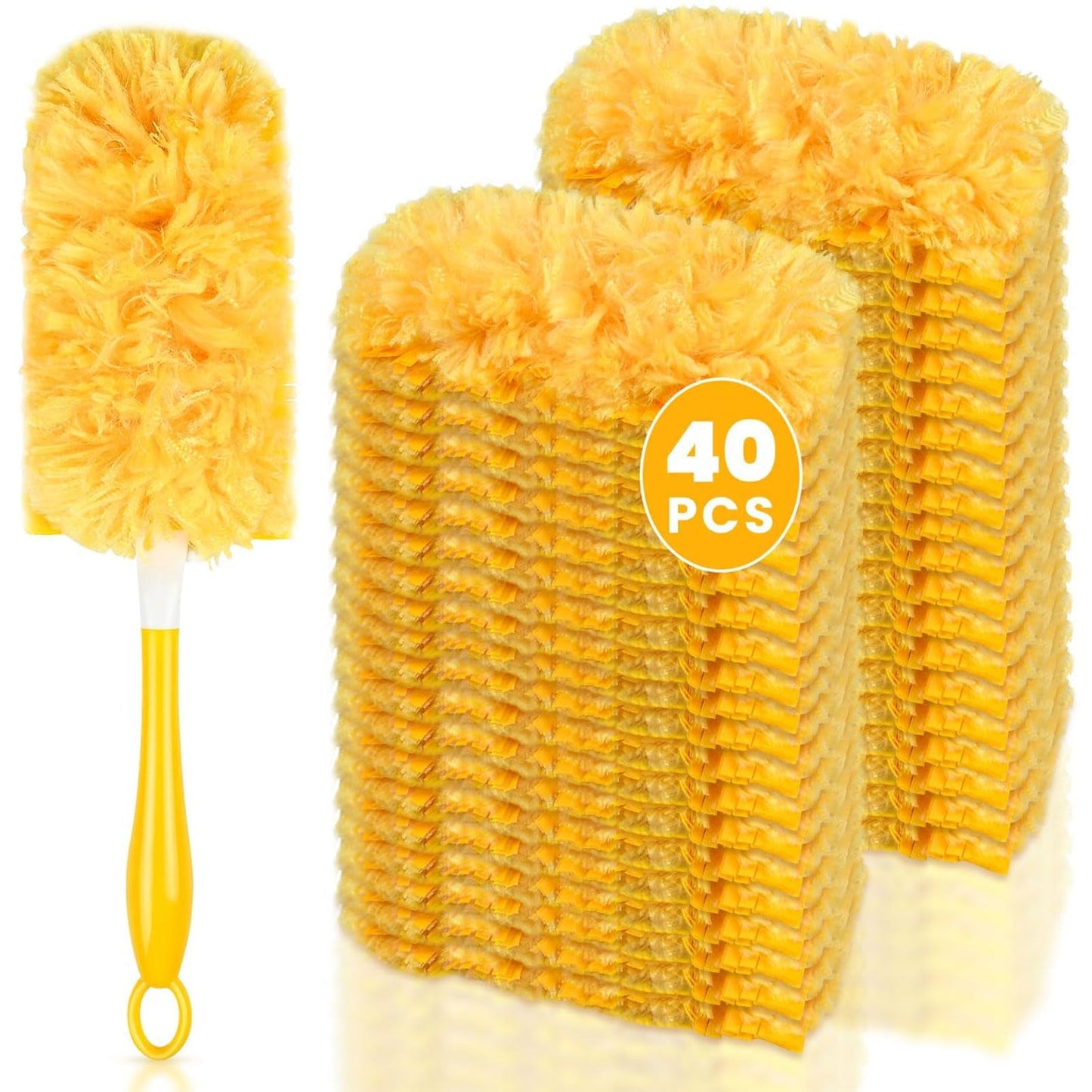 Bpbdzz 360° Heavy Duty Duster Refills for Swiffer Duster, 40 Count Duster Refills with 1 Handle, Multisurface Dusters, Disposable Dusters for Cleaning (Yellow)
