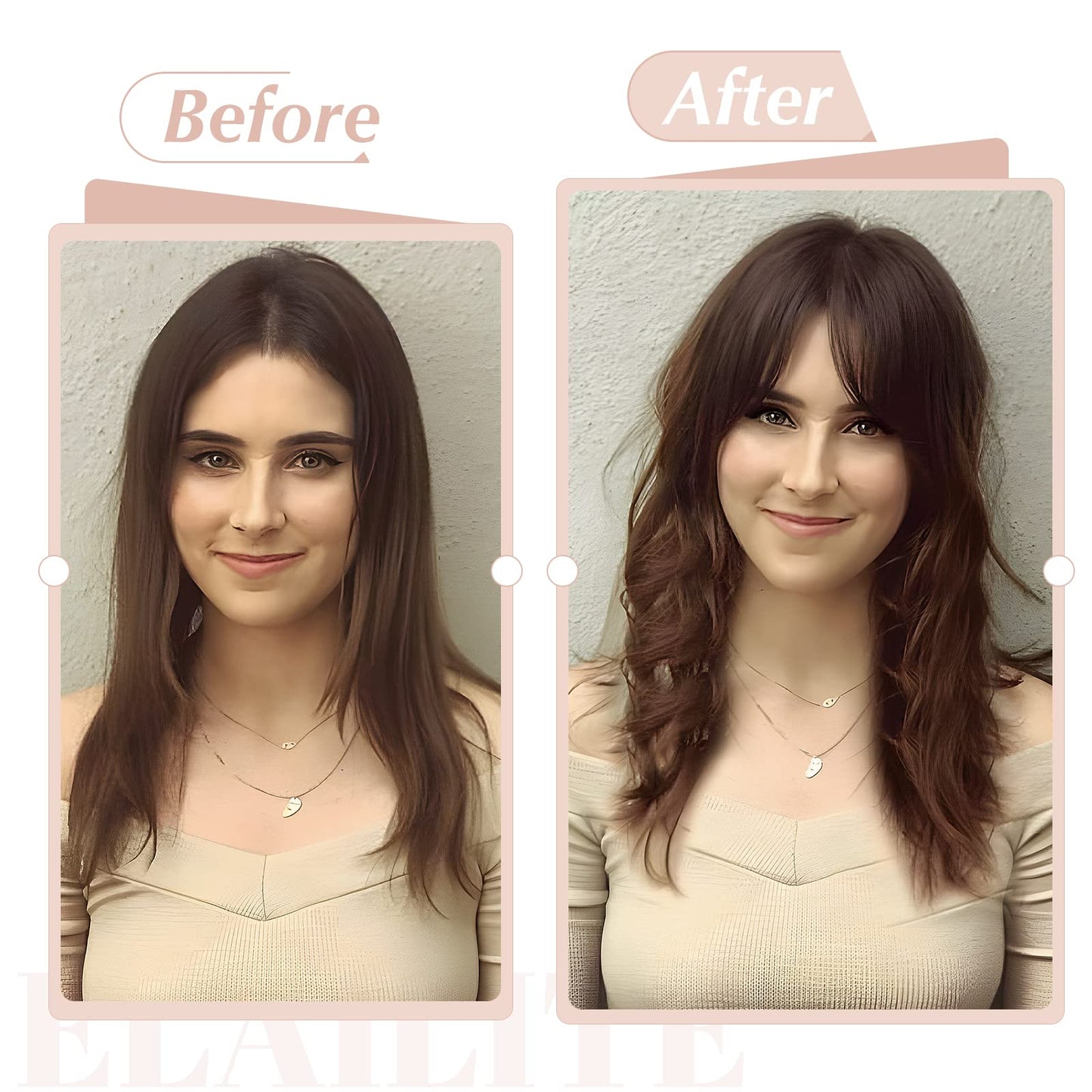 Elailite Hair Toppers for Women Real Human Hair Topper with Bangs Thinning Thin 5.1x2.8 Silk Base Clip in Remy Hairpieces 16 Inc
