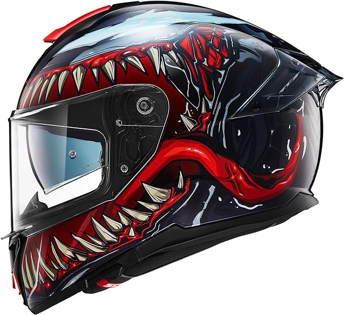 ILM Full Face Dual Visor Motorcycle Helmets with Rear Wing Pinlock Compatible Motorbike Street Bike Helmet DOT Men Women M...