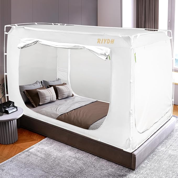 Bed Tent Bed Canopy Full Size Tents for Adult and Kids- Portable Dream Tent Indoor Sleeping Tents 70% Blackout with 3 Doors Breathable Big Space Tents