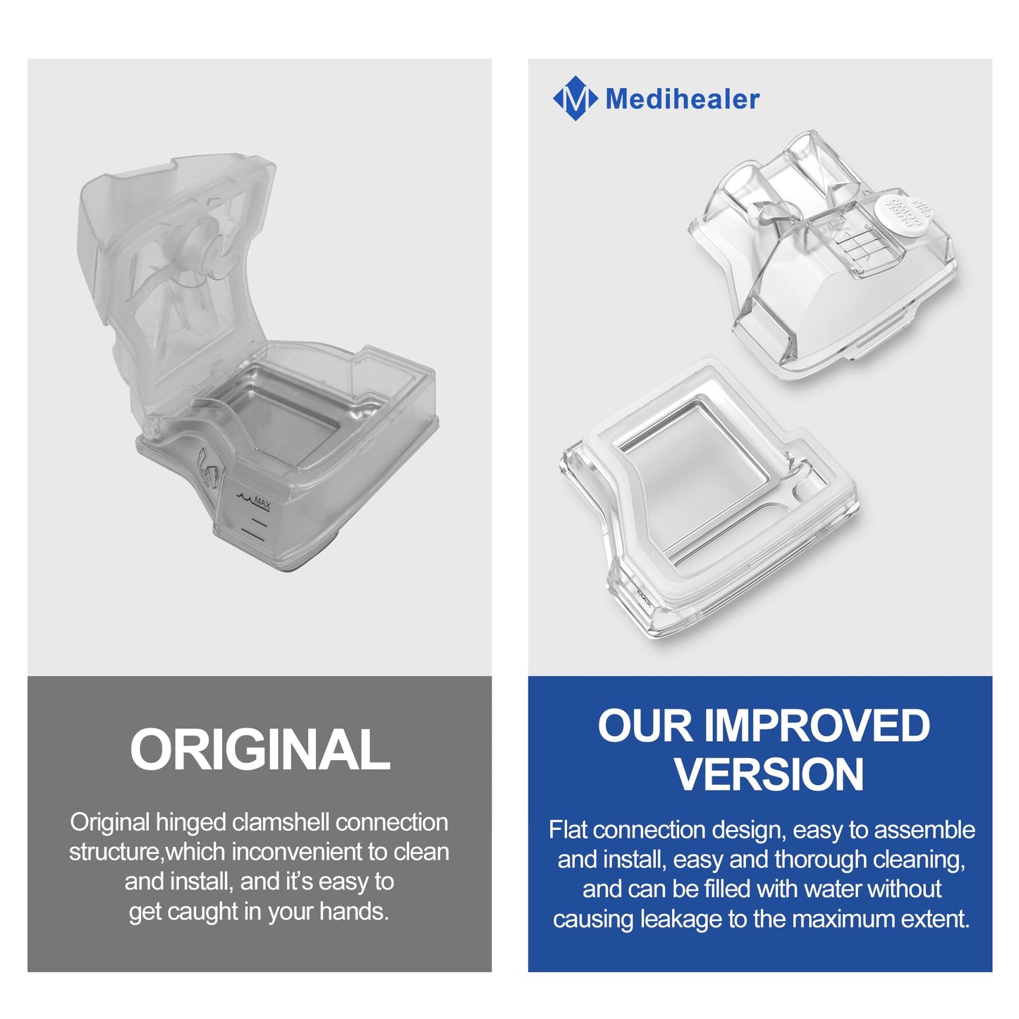 2025 Latest Water Chamber for AirSense 10 and AirCurve 10, FSA HSA Eligible,380ml Upgraded Humidifier Tub for AirSense 10 not AirSense 11,Great-Value CPAP Supplies by Medihealer.