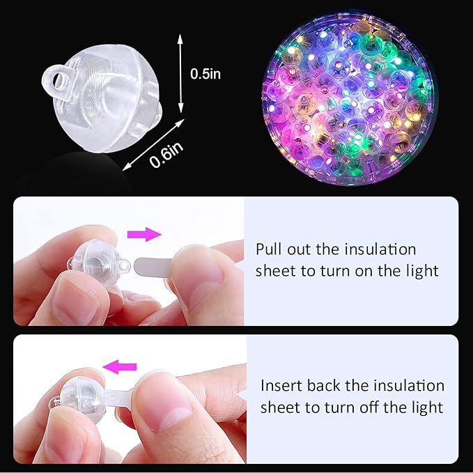 ZGWJ 100PCs Mini Led Lights for Paper Lantern, Led Balloons Light up Balloons for Neon Party Lights Easter Eggs Christmas Halloween Birthday Party Wedding Decoration