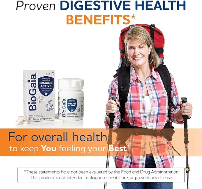 BioGaia Protectis Immune Active Probiotic | Probiotic + Vitamin D | Supports Immune, Digestive and Overall Health | Probiotics for Men & Women | Capsules | 60 Day Supply