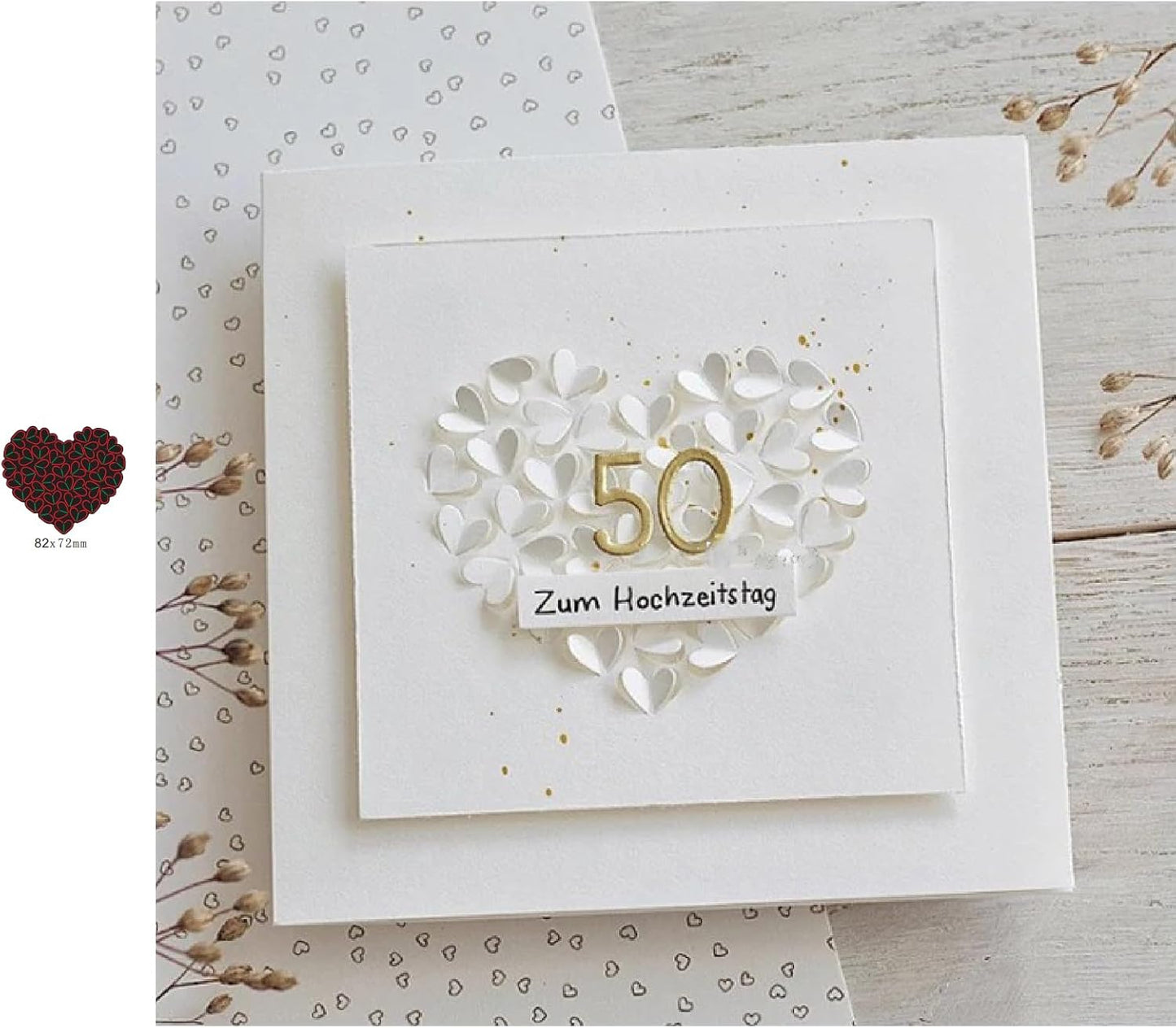 Lapoo Cutting Die for Scrapbooking, 3D Backgrounds Frame New Cutting Dies DIY Album Card Making Decor Paper Craft Metal Die Cuts Party Decorations (Love Shadow 3.2 x 2.8 in)