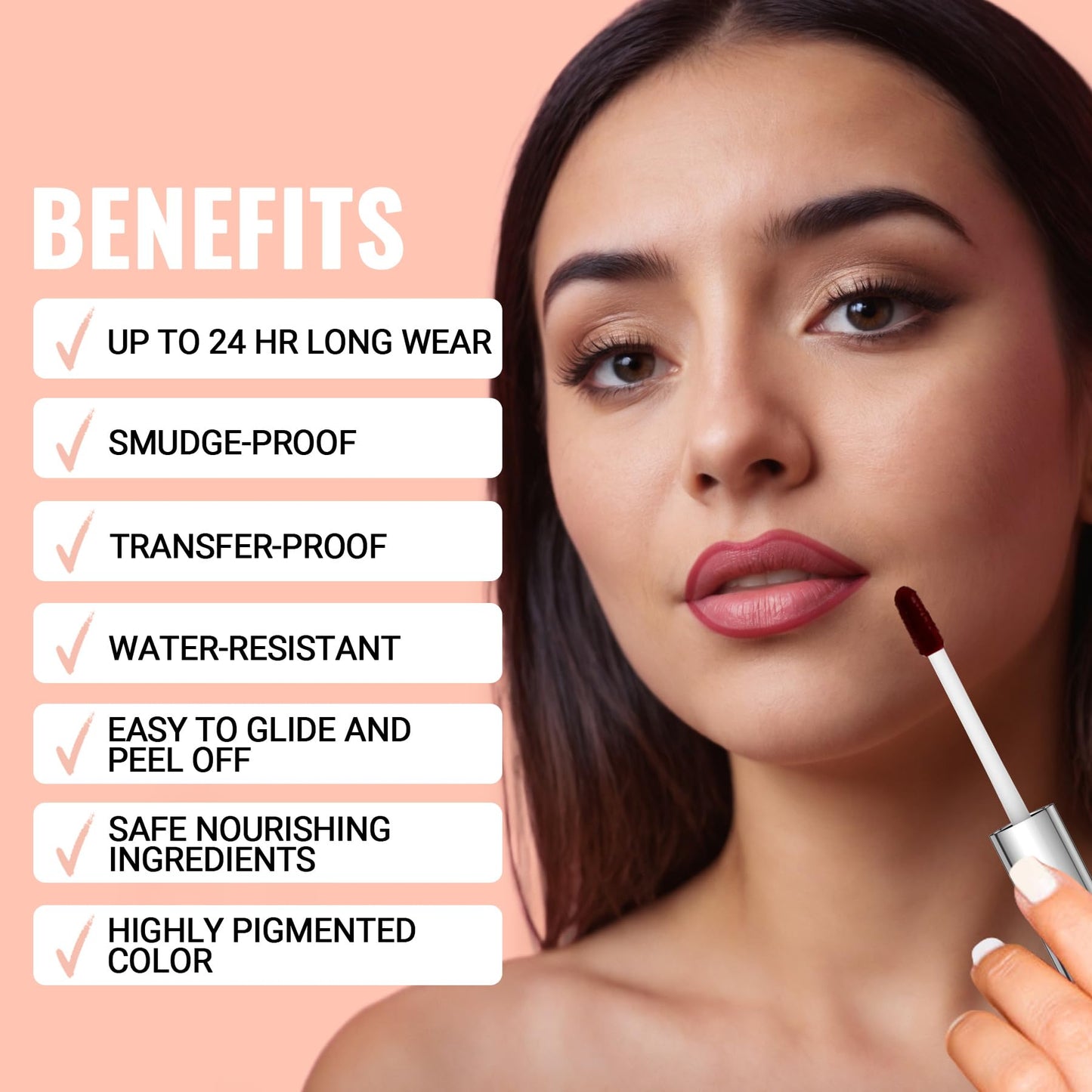 iMethod Lip Stain - Lip Liner Stain, Lip Stain Peel Off with Tweezer, Long Lasting Natural, Waterproof, Easy to Use, Stay On All