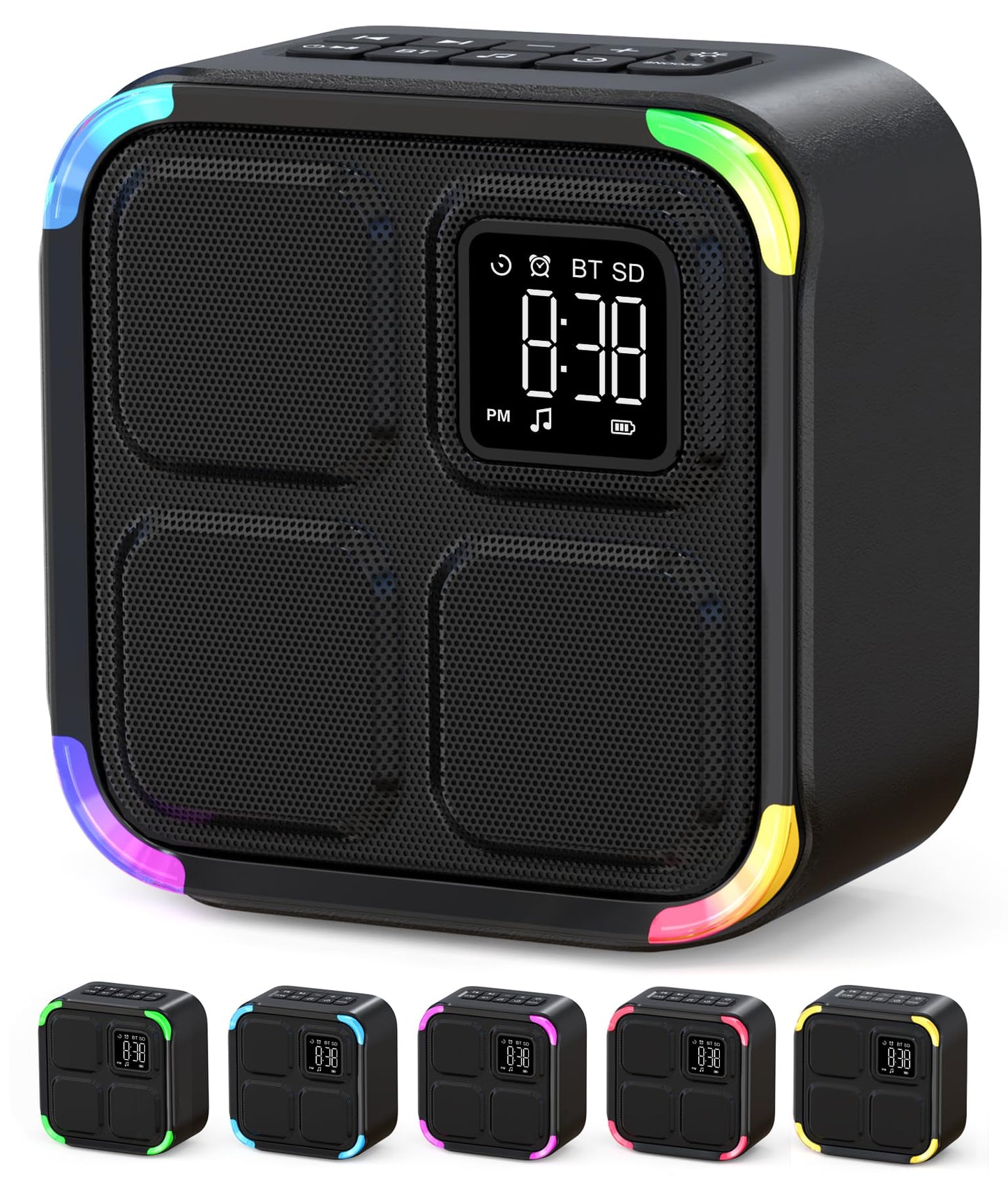 Sound Machine White Noise Machine with 30 Soothing Sounds, 10W Bluetooth Wireless Speaker Alarm Clock with Lights, Rechargeable Sleep Machine with Timer, Gifts for Boys Girls Baby Kids Teens Adults