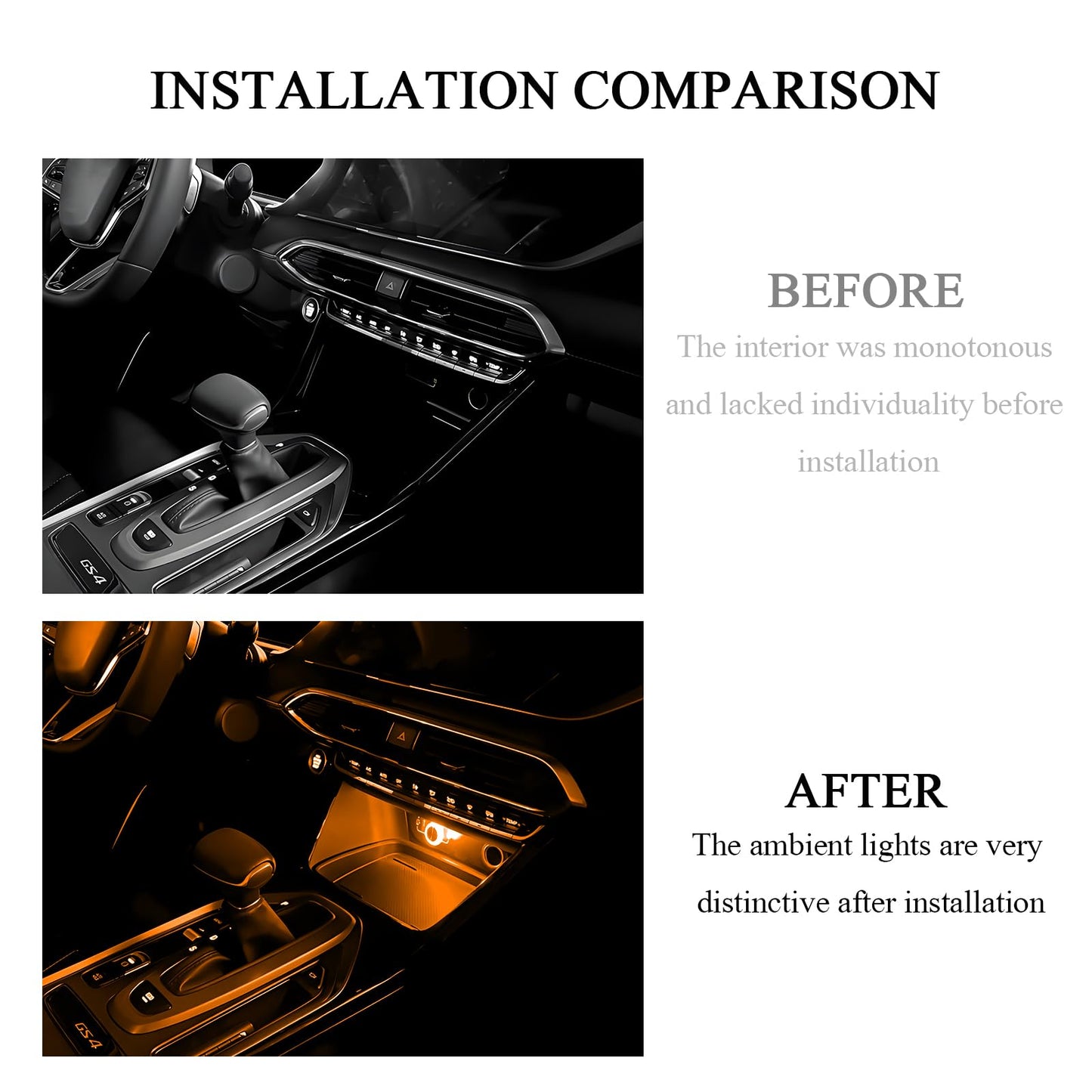 Hovom 4Pcs Usb Led Car Interior Atmosphere Lamp  Portable Mini Car Led Night Light Decoration  Plug-In Usb Automotive Ambient Lighting Kit  Universal For Cars Suvs Trucks Rvs (Yellow)