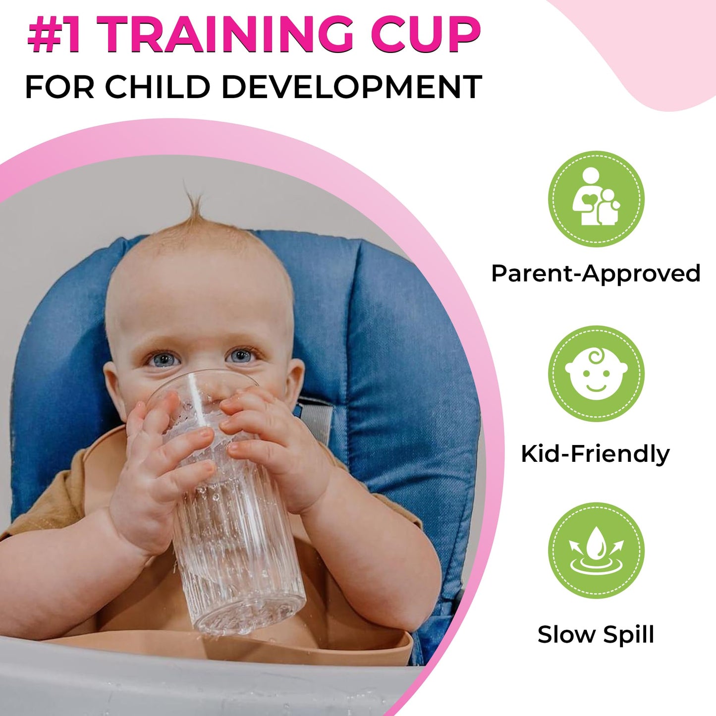 Reflo Smart Cup Bundle (Blue 1-Pack) Montessori Weaning Training for Toddlers, Slow-Spill Open-Cup Design, 360 Rim Flow-Control, Made in USA, BPA-Free, E-Guide via QR Code