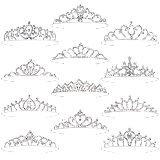Tihebax 12 Pcs Tiaras Crowns Headbands for Women Girls Silver Princess Tiara Bulk Crown Tiaras Rapunzel Crown for Wedding ...