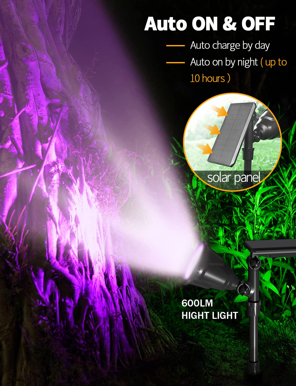 OSORD Solar Spot Lights Outdoor, 600LM, 18 LED, Waterproof, 9 Color Modes, 4 Pack, Multicolor