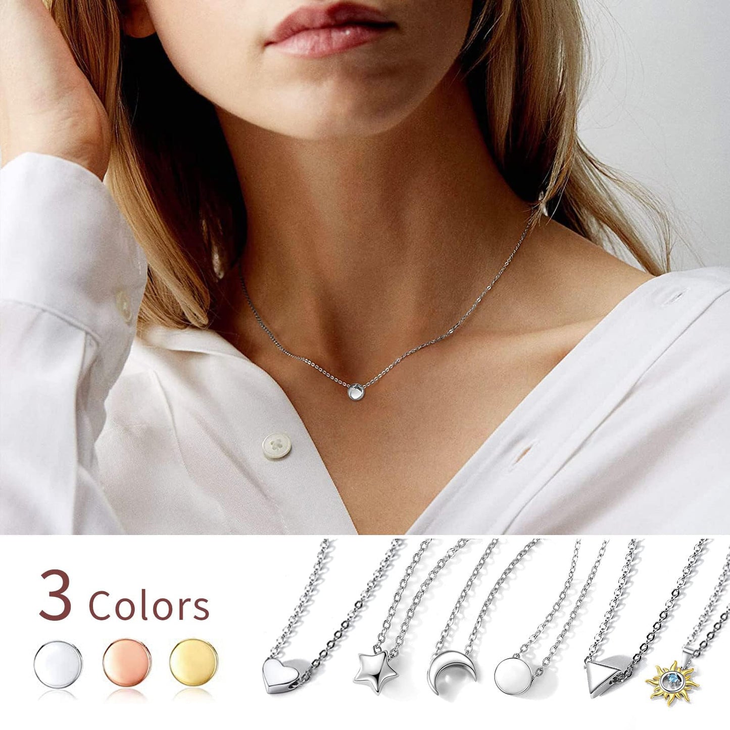925 Sterling Silver Dot Necklace for Women Round Sterling Silver Pendant Necklace for Women