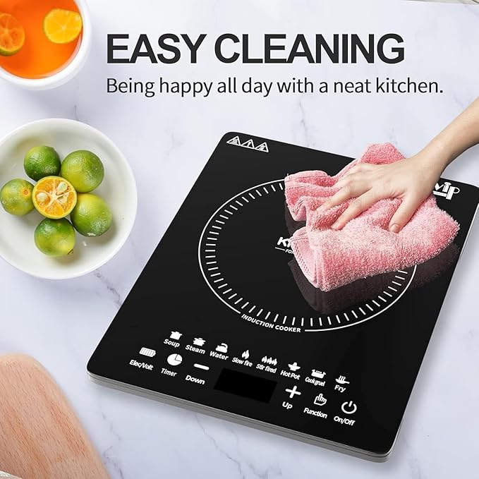 Portable Induction Cooktop, Countertop Burner with Multi-Function, 2200w Electric Stove with Easy Clean Glass, 8 Modes Sensor Touch Cooker (GU3)