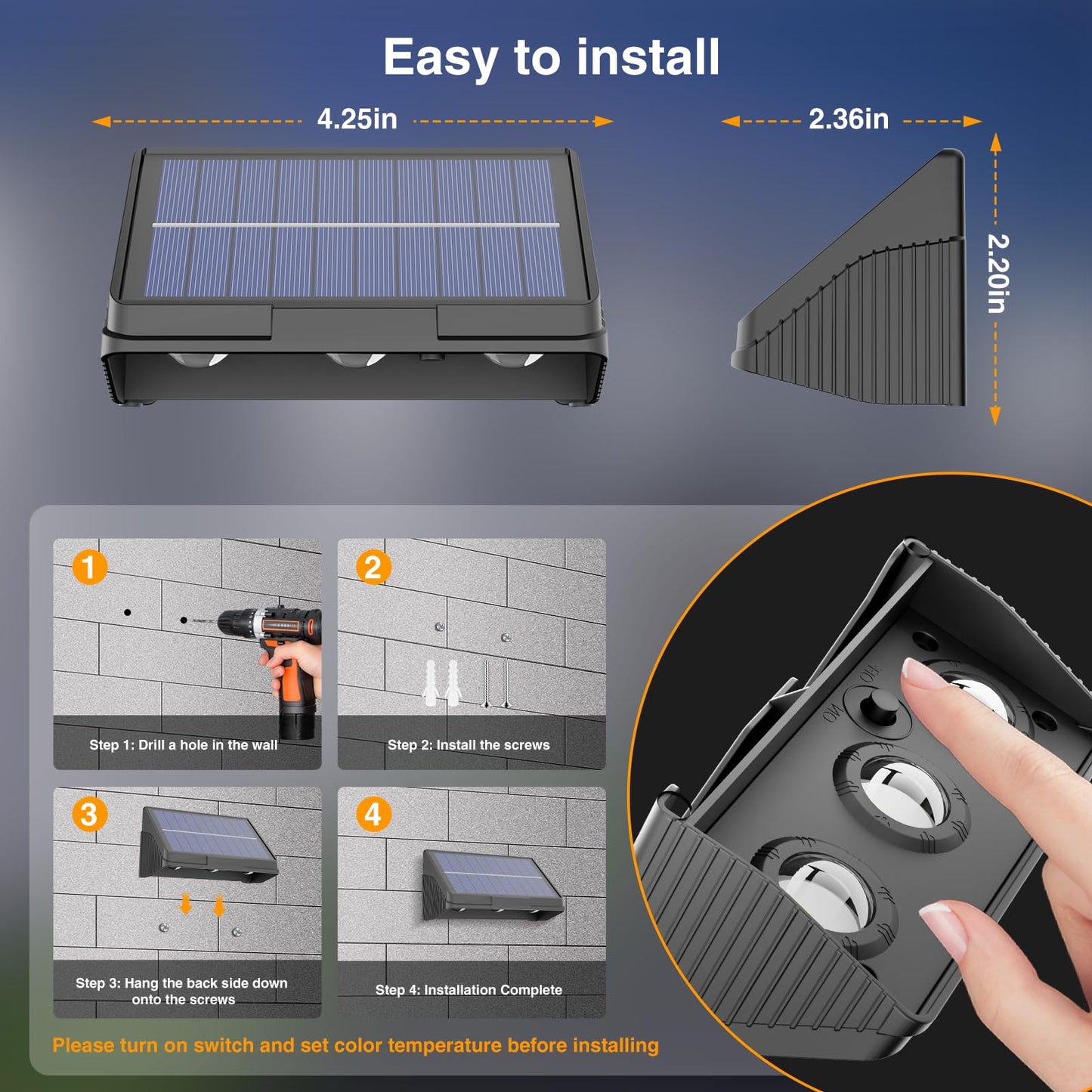 Onforu Solar Fence Lights 8 Pack Solar Lights Outdoor 3 Modes (Warm/Neutral/Cool White) For Outside Dusk To Dawn Outdoor Lighting Ip65 Waterproof Deck Lighting For Patio Step Backyard Railing Wall