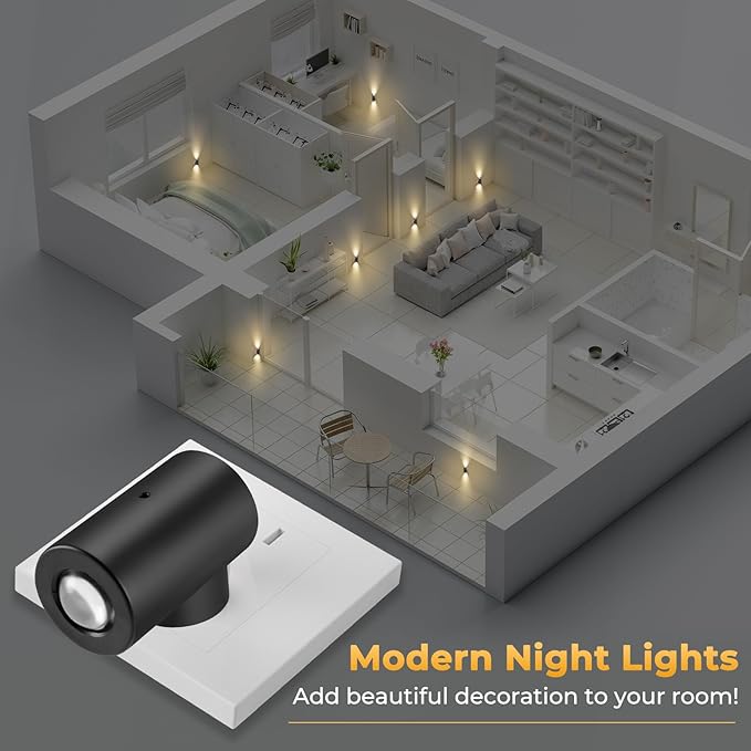 LED Night Lights Plug into Wall,Dimmable Plug in Night Light, Dusk to Dawn, 0-200LM Bright Nightlight Auto-On/Off, 3000K Night Lights for Bedroom Hallway Stairway, 4 Pack