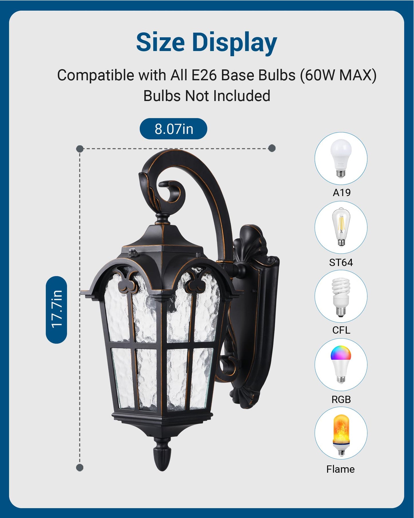 Dewenwils Dusk To Dawn Outdoor Wall Light, Black Roman 17.7 H, Waterproof Die-Casting Aluminum Sconce For Porch, Garage, Patio