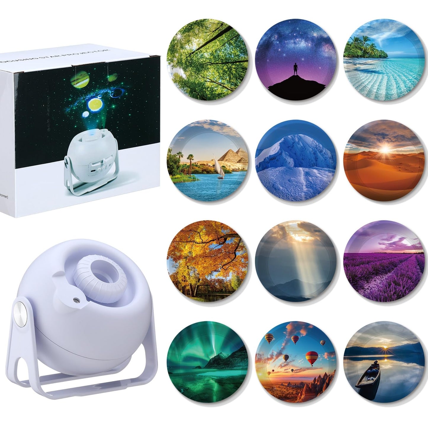 Aurelema Landscape Verses Projector Galaxy Projector Includes 12 Interchangeable Christian Discs Night Light Set Project Religious On Walls Or Ceilings For Gift