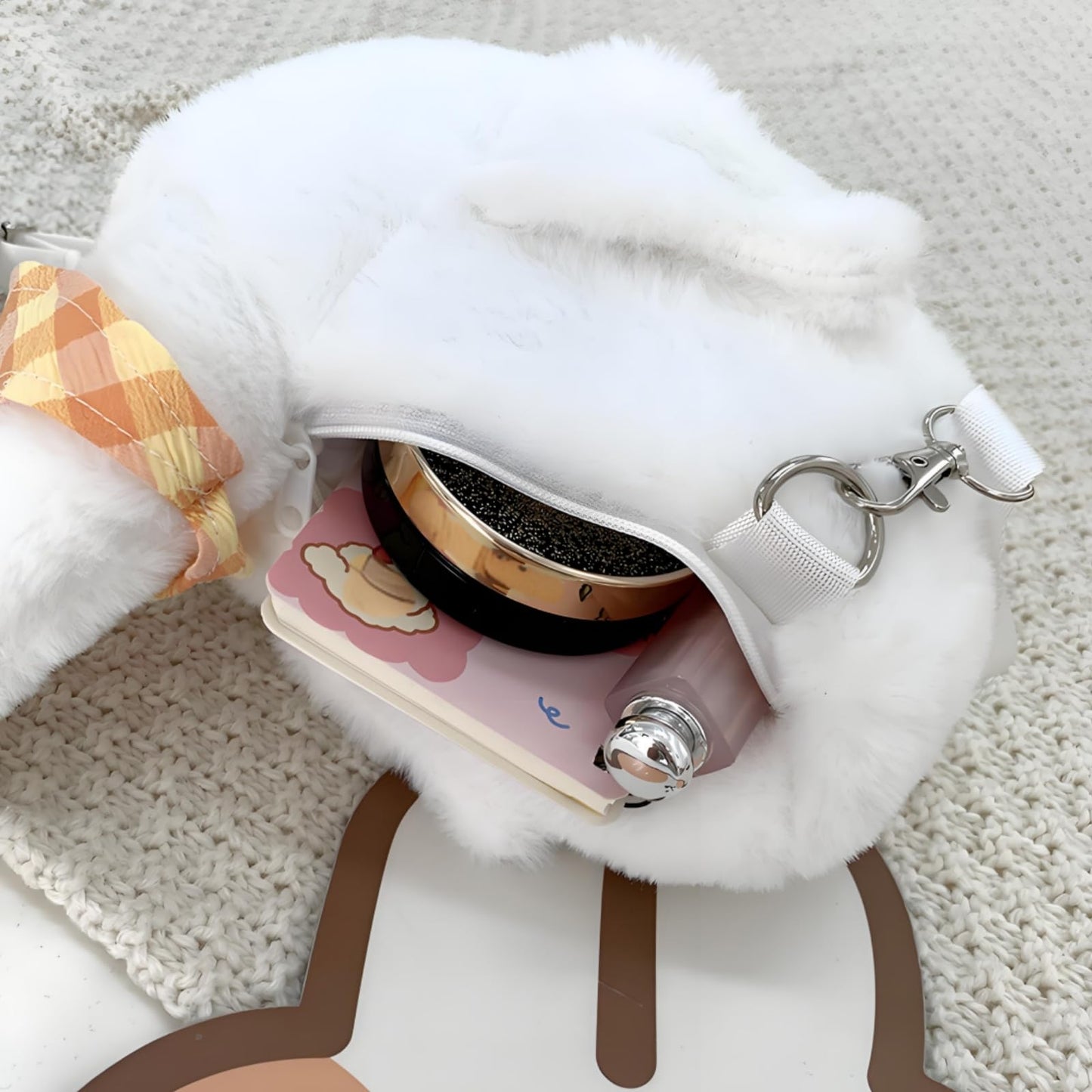 Acshio 2 Pack Cute Goose Crossbody Bag, Soft Plush Fluffy Animal Shoulder Bag Handbag with Zipper Adjustable Strap, Funny Novelty Fur Duck Tote Purse for Women, Gift