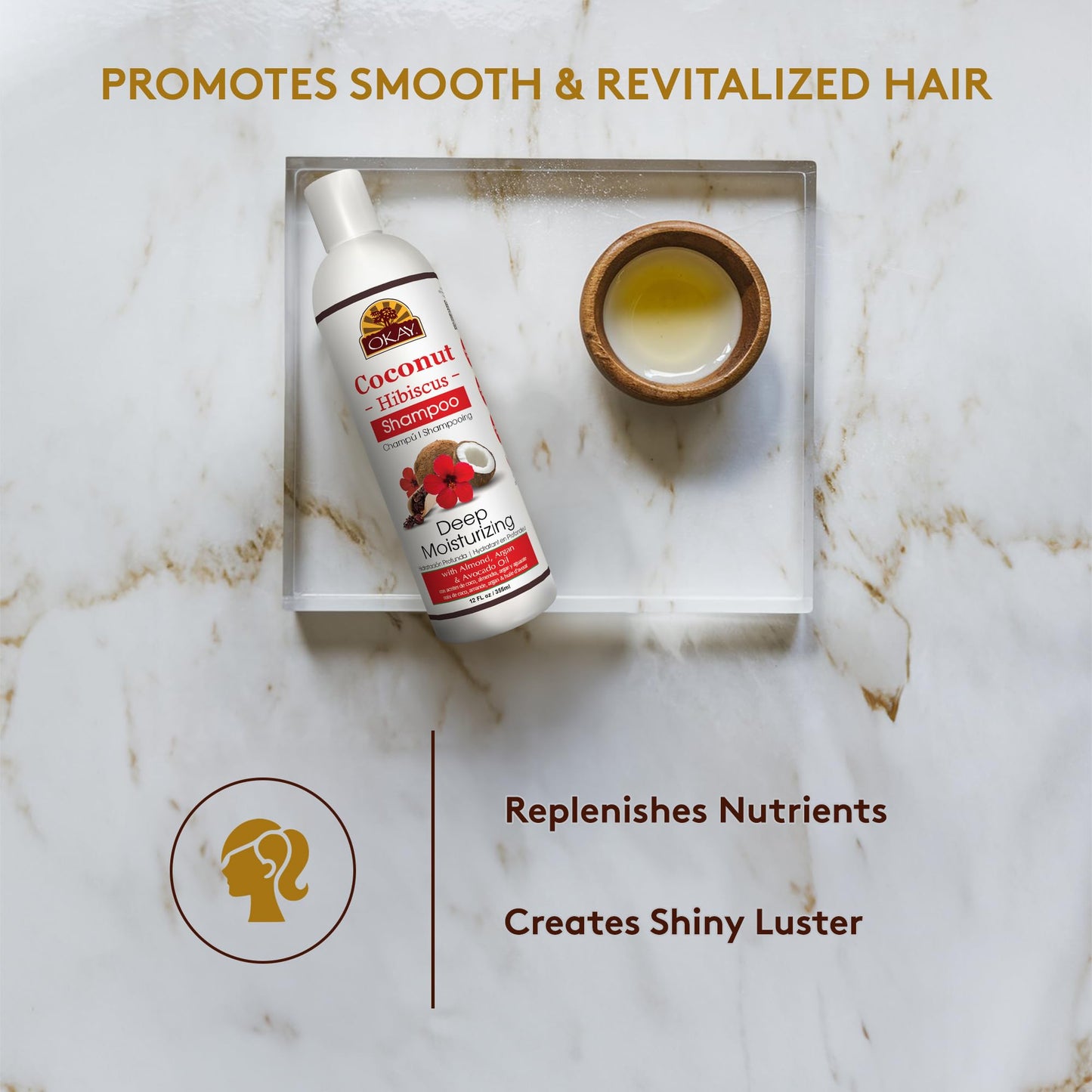 OKAY | Coconut Hibiscus Shampoo | For All Hair Types & Textures | Restore, Rehydrate, Strengthen Hair | With Almond, Argan & Avo