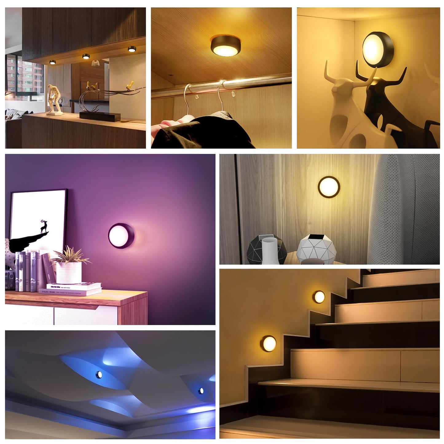 Bls Led Puck Lights With Remote  Rgb 13 Color Changing Under Cabinet Lighting Wireless  Aa Battery Operated  Tap  Touch  Push Stick On Lights For Closet  Kitchen  Night  Dimmer & Timer  Black  2 Pack