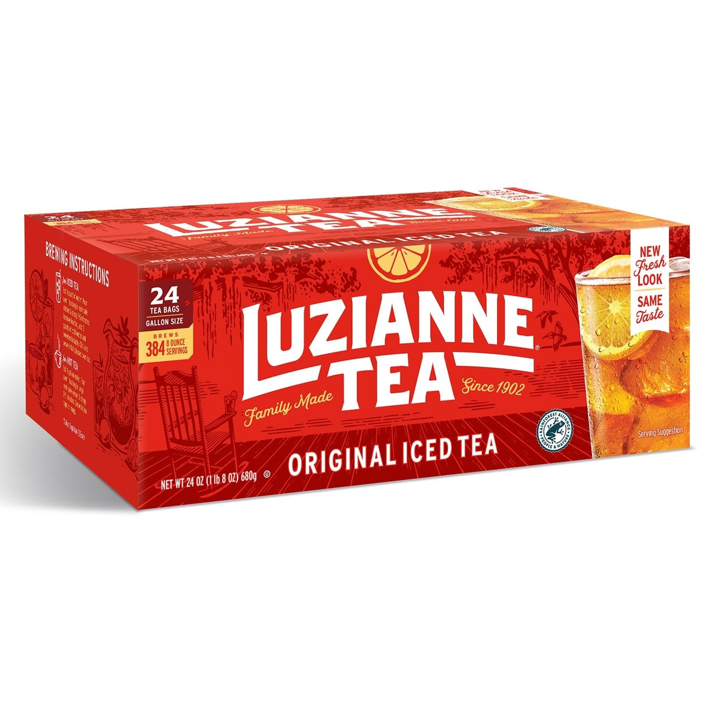 Luzianne Iced Tea Bags, Gallon Size, Unsweetened, 24 Count Box, Specially Blended For Iced Tea, Clear & Refreshing Home Brewed S