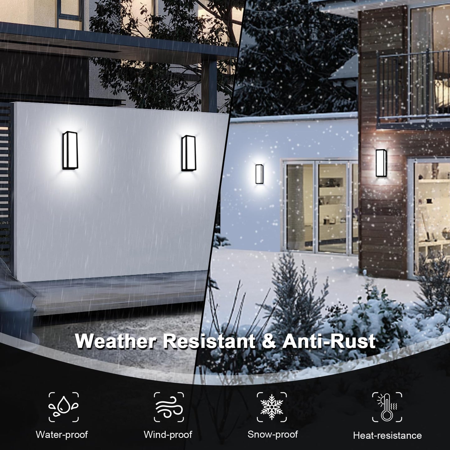 Tomourd 30Watt Modern Outdoor Wall Lights  2000 Lumen Waterproof Exterior Porch Light  6000K Daylight Anti-Rust Wall Mount Outdoor Wall Lighting For House  Front Porch  Garage