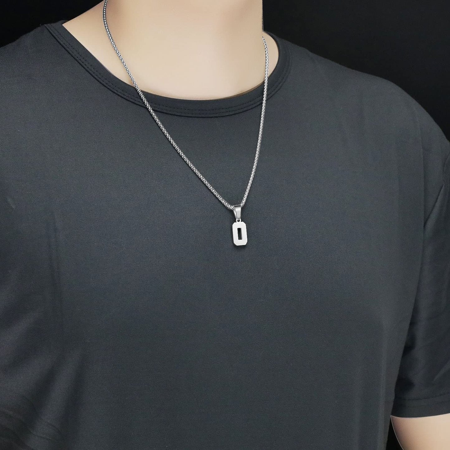 Number Necklaces Personalized Necklaces Silver Initial Number Pendant Stainless Steel Chain Movement Necklaces for Men Women (78