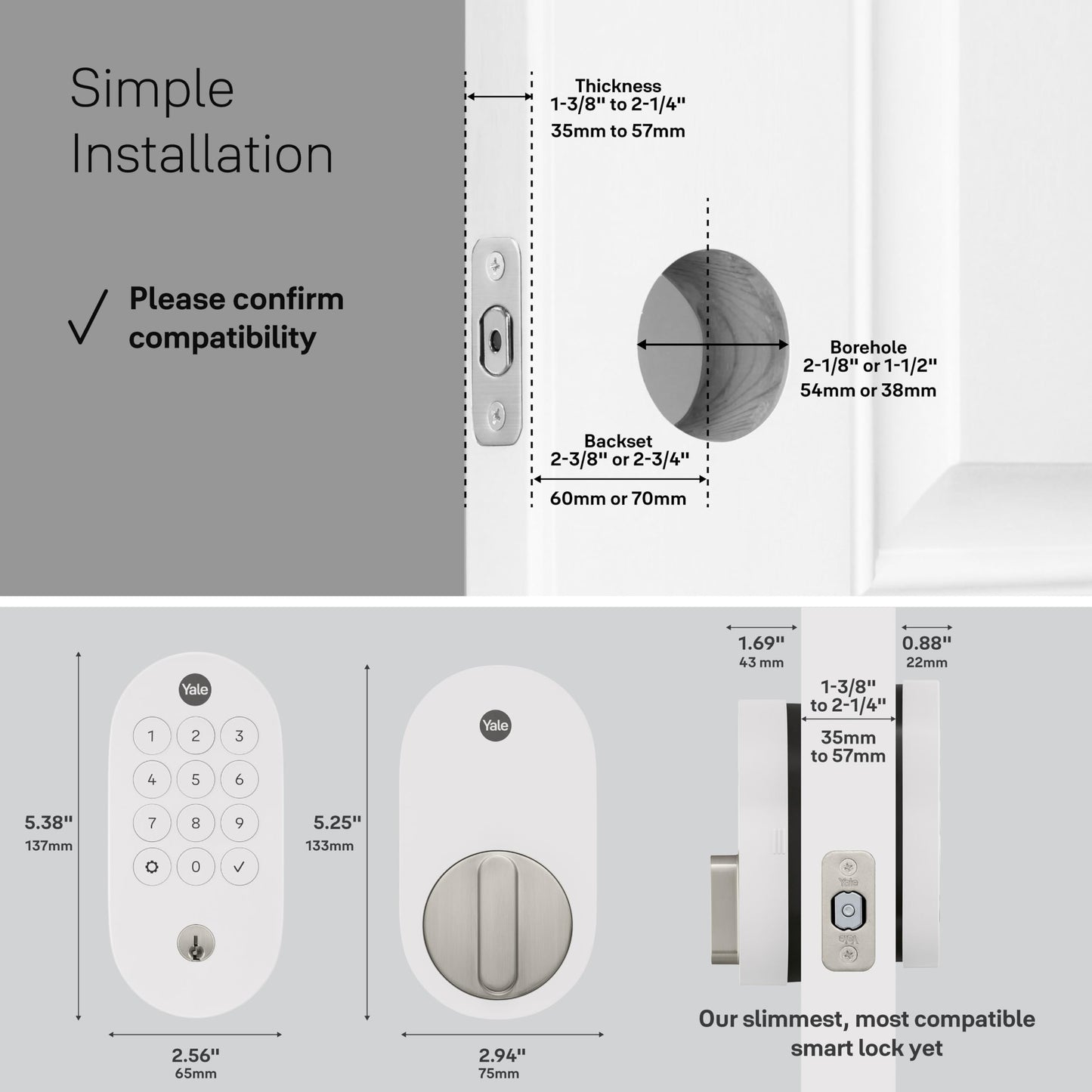 Yale Smart Lock with Matter - Made for Google Home - Snow - YRD510-MT1-SNW
