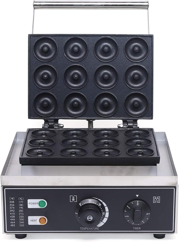 Electric Donut Maker, 12 Holes Commercial Donut Machine With Non-stick Coating, 110V 1500W Powerful Commercial Mini Doughnut Donut Machine Maker,Portable Donut Machine Doughnut Baker